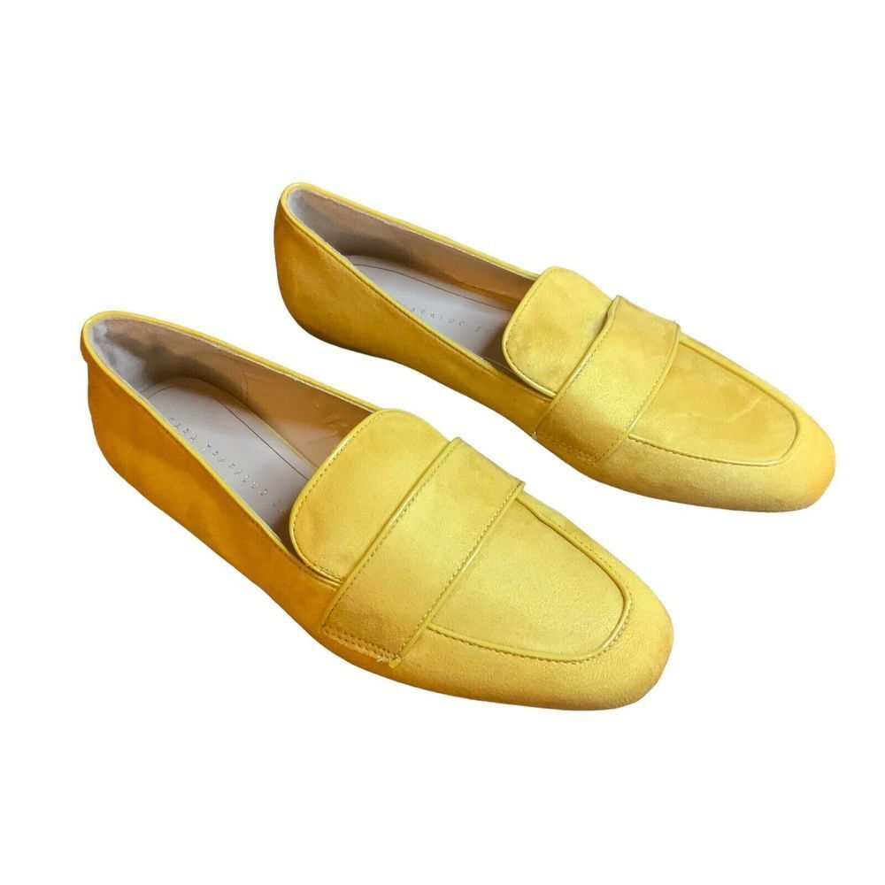 Zara Women's Trafaluc Loafers Yellow Gold Suede Size 36 US Size 6